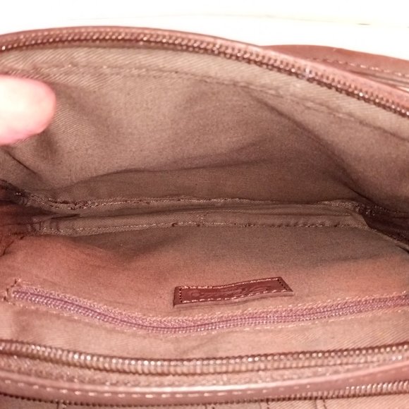 Rare 1980s FOSSIL Dark Coffee Brown Leather Compact Crossbody Organizer - Picture 12 of 12